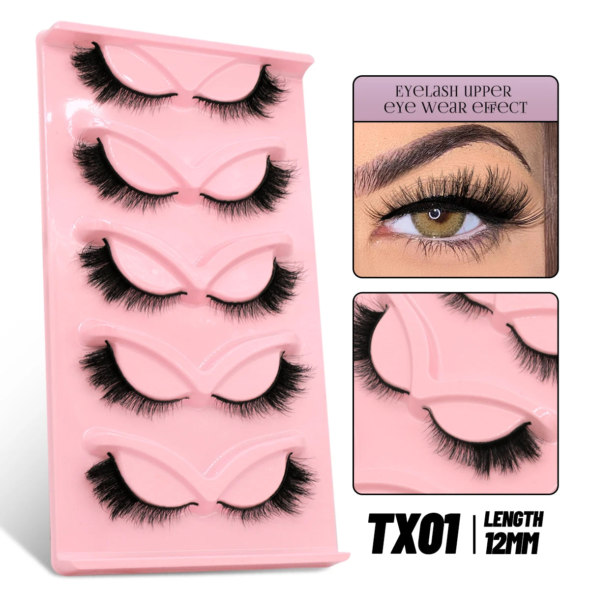 GROINNEYA Cat Eye Lashes Faux Mink Eyelashes Winged End Eye Elongated Eyelashes Fake Lashes Soft Natural long Full Strip Lashes