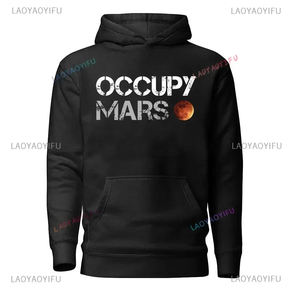 Casual Occupy Mars Minimal Design Printed Hoodies Men Sweatshirt Top Tee SpaceX Elon Musk Autumn and Winter Long-sleeved Sweater