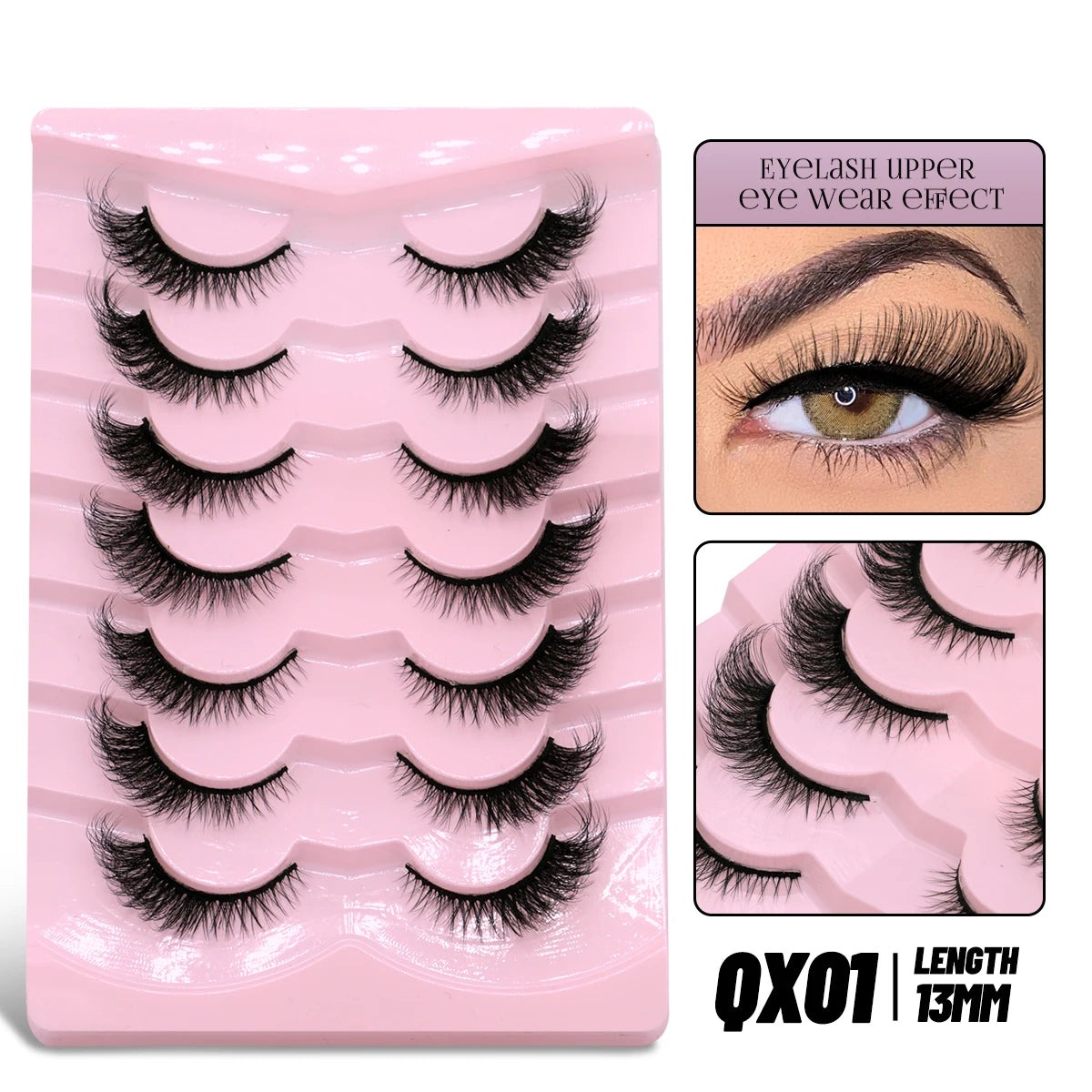 GROINNEYA Cat Eye Lashes Faux Mink Eyelashes Winged End Eye Elongated Eyelashes Fake Lashes Soft Natural long Full Strip Lashes