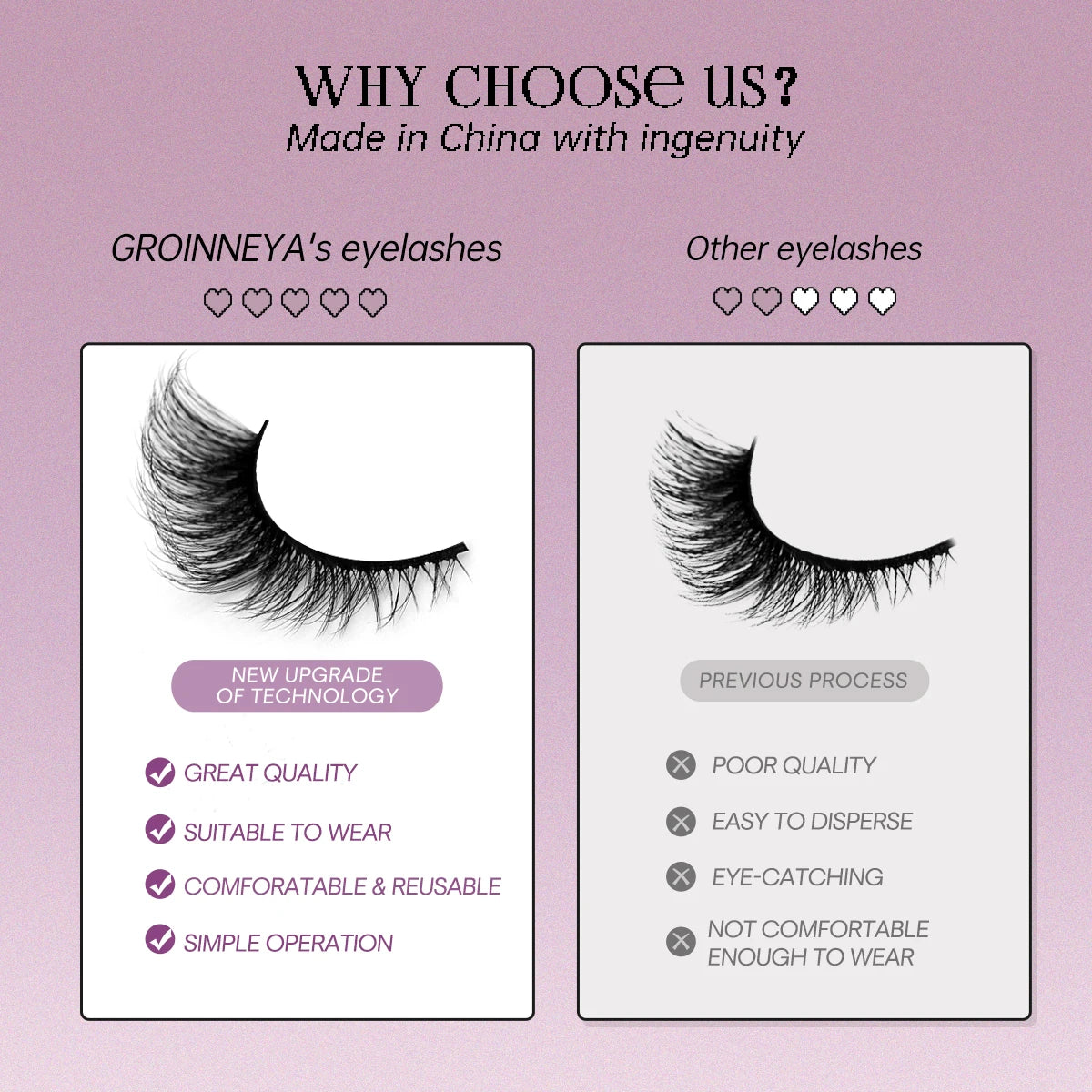 GROINNEYA Cat Eye Lashes Faux Mink Eyelashes Winged End Eye Elongated Eyelashes Fake Lashes Soft Natural long Full Strip Lashes