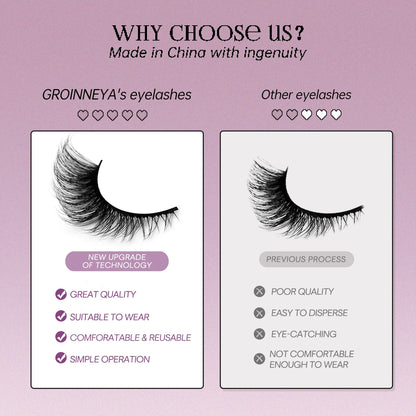 GROINNEYA Cat Eye Lashes Faux Mink Eyelashes Winged End Eye Elongated Eyelashes Fake Lashes Soft Natural long Full Strip Lashes