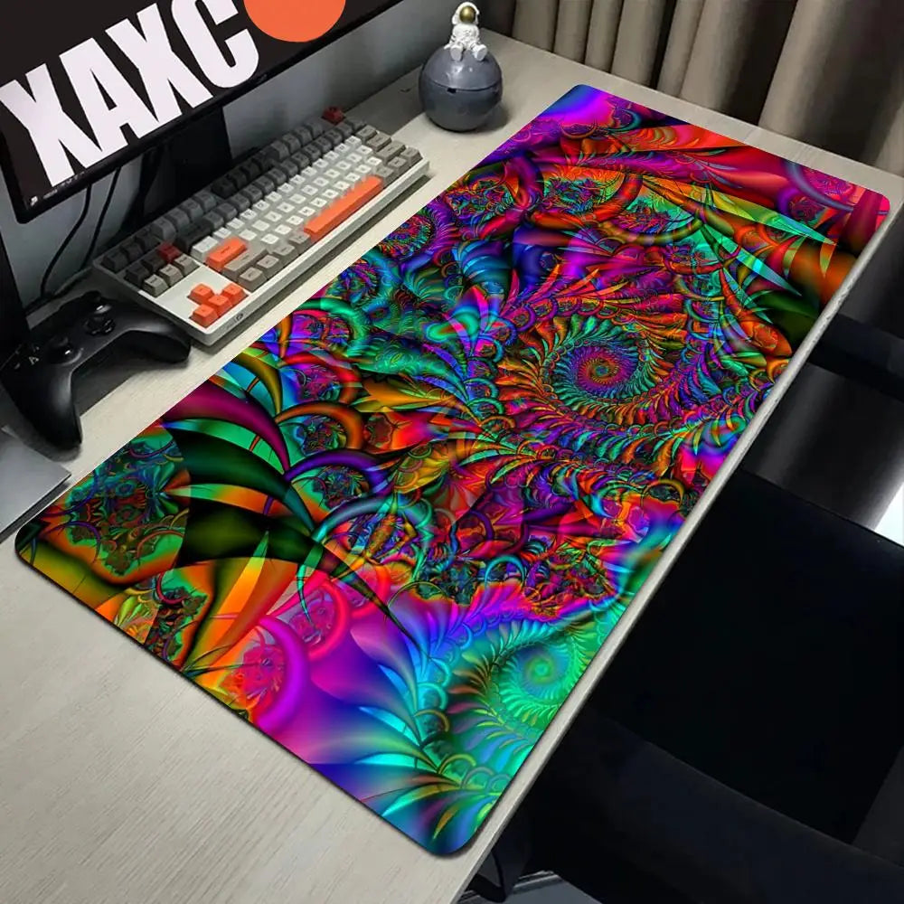 Trippy Psychedelic Weed Large Gaming Mouse Pad Computer Mousepad PC Gamer Mouse Mat Laptop Mouse Carpet Keyboard Mat Desk Pad
