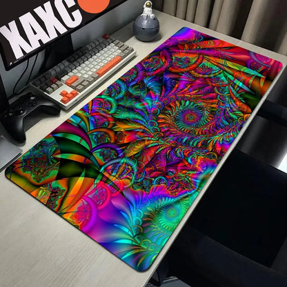 Trippy Psychedelic Weed Large Gaming Mouse Pad Computer Mousepad PC Gamer Mouse Mat Laptop Mouse Carpet Keyboard Mat Desk Pad