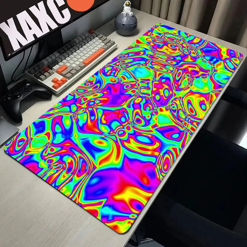 Trippy Psychedelic Weed Large Gaming Mouse Pad Computer Mousepad PC Gamer Mouse Mat Laptop Mouse Carpet Keyboard Mat Desk Pad