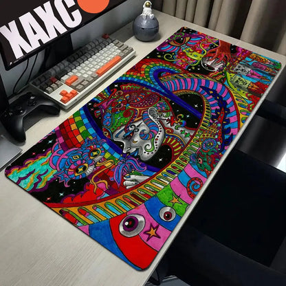 Trippy Psychedelic Weed Large Gaming Mouse Pad Computer Mousepad PC Gamer Mouse Mat Laptop Mouse Carpet Keyboard Mat Desk Pad