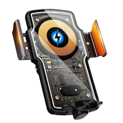 car accessories interior mounts phone holder support for cell phone bracket 15w wireless charging Transparent Technology Style