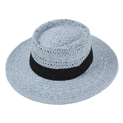 hats beach hat bohemian flat brim hat hand woven straw hat ladies summer vacation travel sun hat