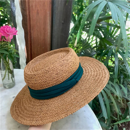 hats beach hat bohemian flat brim hat hand woven straw hat ladies summer vacation travel sun hat