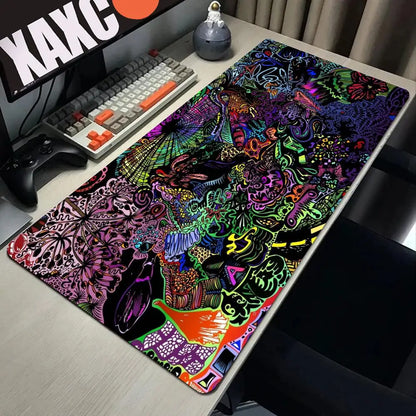 Trippy Psychedelic Weed Large Gaming Mouse Pad Computer Mousepad PC Gamer Mouse Mat Laptop Mouse Carpet Keyboard Mat Desk Pad