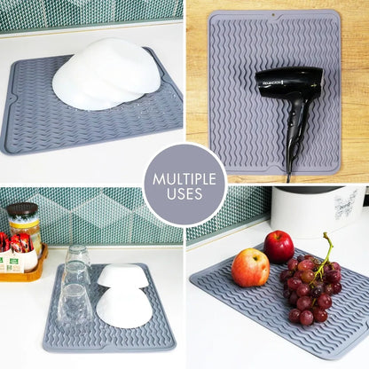 Non Slip Silicone Drying Mat for Kitchen Extra Large Heatproof Countertop Stove Protector Dish Drying Rack