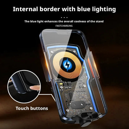 car accessories interior mounts phone holder support for cell phone bracket 15w wireless charging Transparent Technology Style