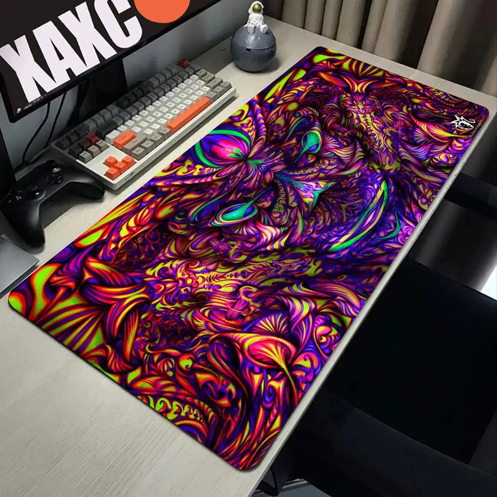 Trippy Psychedelic Weed Large Gaming Mouse Pad Computer Mousepad PC Gamer Mouse Mat Laptop Mouse Carpet Keyboard Mat Desk Pad