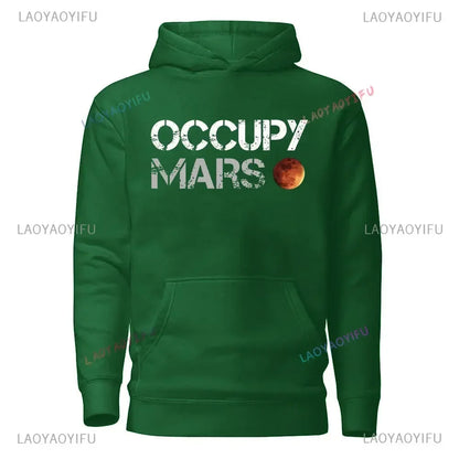 Casual Occupy Mars Minimal Design Printed Hoodies Men Sweatshirt Top Tee SpaceX Elon Musk Autumn and Winter Long-sleeved Sweater