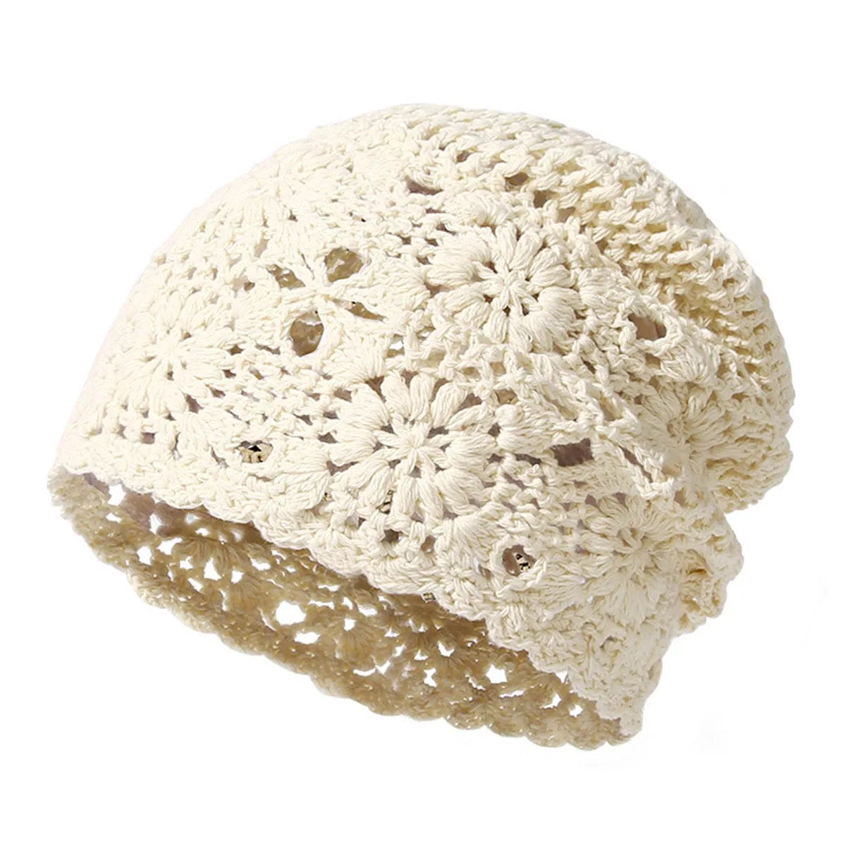 Women's Knitted Hats Japanese Handmade Woven Solid Color Simple Fashionable Sweet Verstaile Hats Hollowed Out Retro Pile Hats