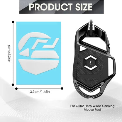 2pcs Teflon Foot Pads for Logitech G502 Hero Wired Mouse - E-Sports Gaming Mouse Accessories, Black, Mouse Pads for Desk