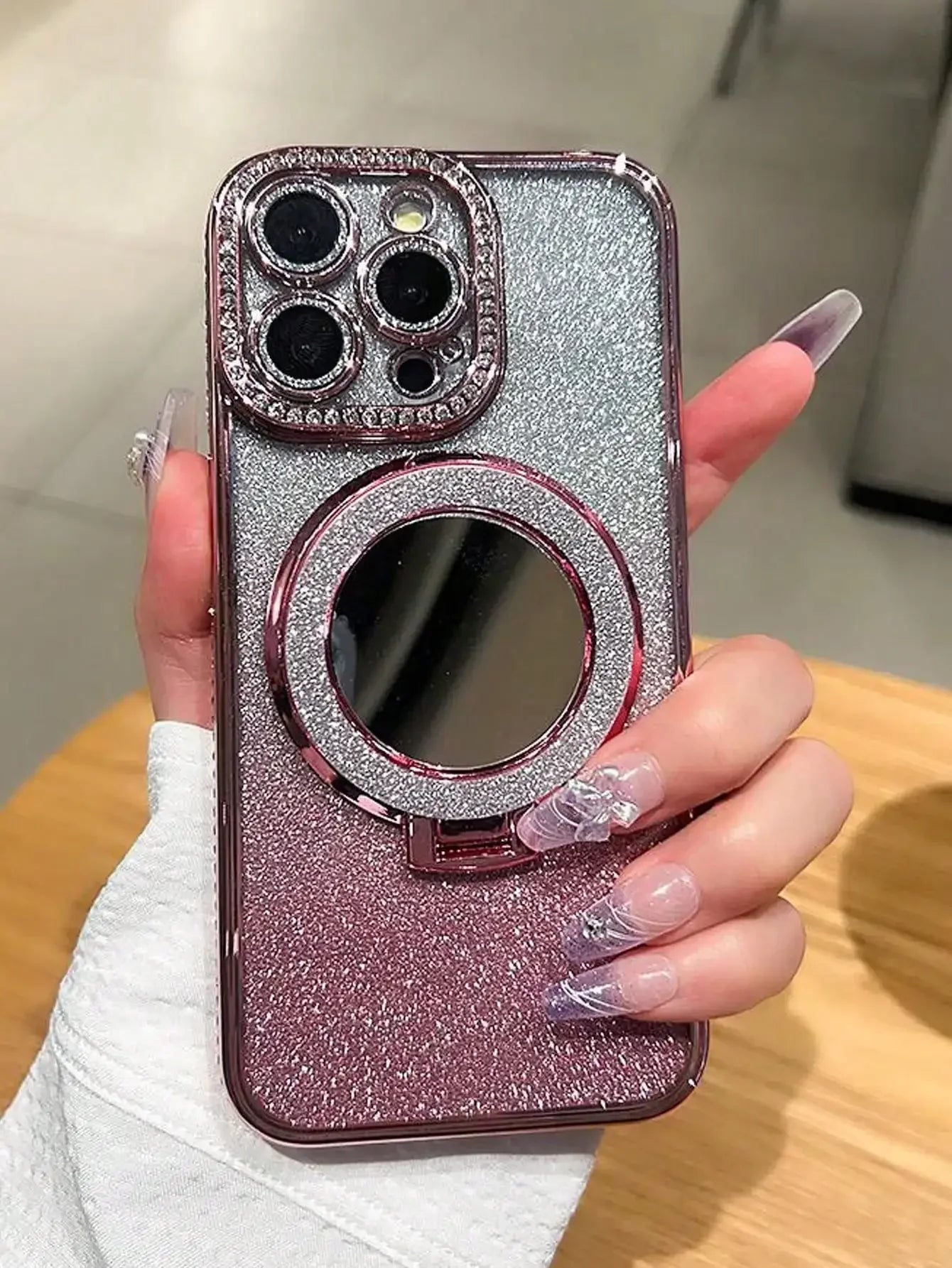 Luxury Jewelled Case For iPhone 16 11 12 13 14 15 Pro Max Glitter Mirror  Bracket Bumper Cover