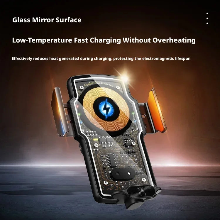 car accessories interior mounts phone holder support for cell phone bracket 15w wireless charging Transparent Technology Style