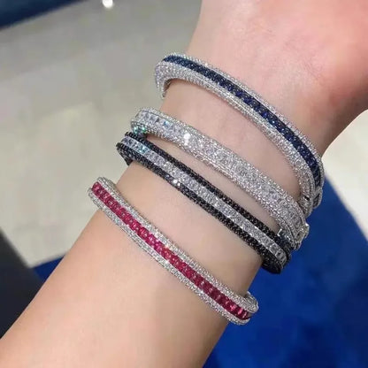 Gorgeous and luxurious palace style jewellery set light luxury retro rose flower heart-shaped ruby ring full diamond bracelet