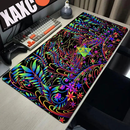 Trippy Psychedelic Weed Large Gaming Mouse Pad Computer Mousepad PC Gamer Mouse Mat Laptop Mouse Carpet Keyboard Mat Desk Pad
