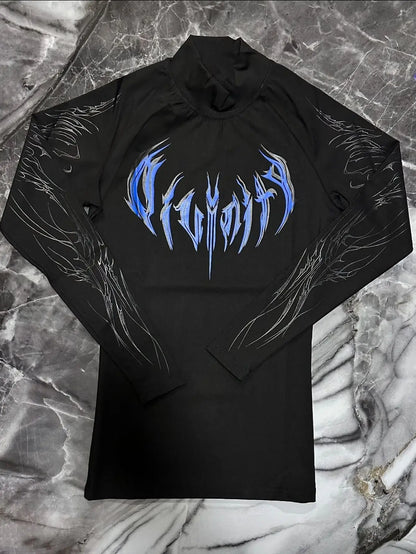Men's High-neck Printed Tight-fitting Clothes For Fitness Training Quick-drying Clothes Elastic And Breathable For Exercise
