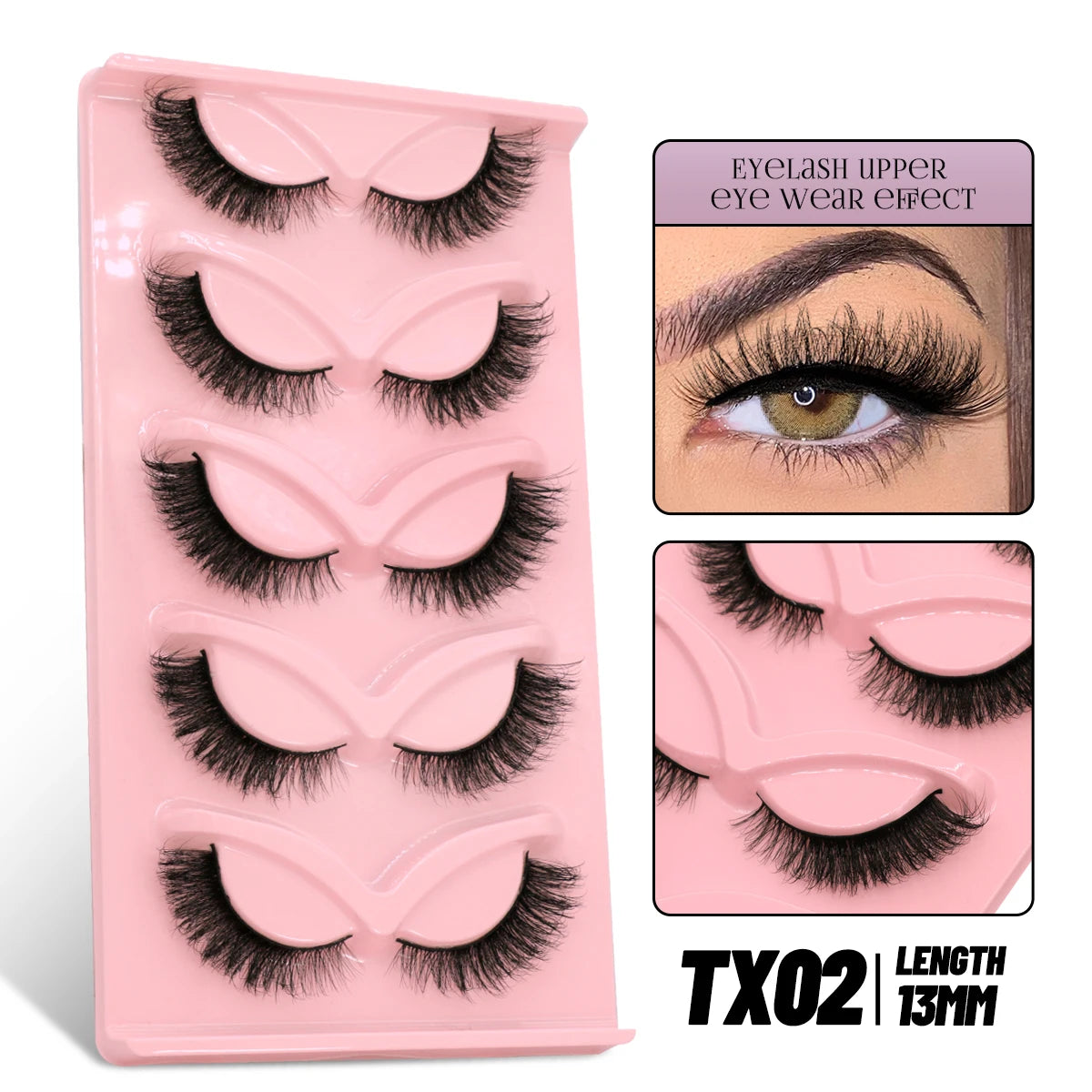 GROINNEYA Cat Eye Lashes Faux Mink Eyelashes Winged End Eye Elongated Eyelashes Fake Lashes Soft Natural long Full Strip Lashes