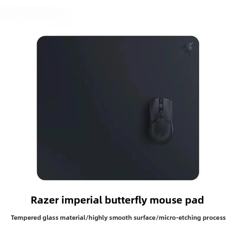Razer Glass Mouse Pad ATLAS Emperor Butterfly Etching Coating Process Non Slip Silicone Bottom Large Size 40 * 45cm Game Mat