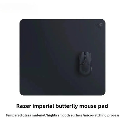 Razer Glass Mouse Pad ATLAS Emperor Butterfly Etching Coating Process Non Slip Silicone Bottom Large Size 40 * 45cm Game Mat