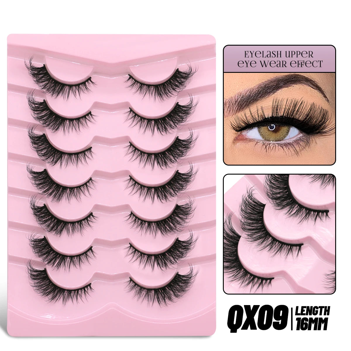 GROINNEYA Cat Eye Lashes Faux Mink Eyelashes Winged End Eye Elongated Eyelashes Fake Lashes Soft Natural long Full Strip Lashes