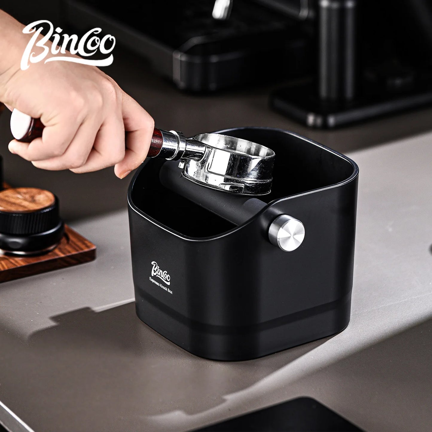 Bincoo 0.8L Coffee Knock Box Espresso Grounds Container Anti Slip Espresso Dump Bin Grind Beveled Barista Goods Cafe Accessories