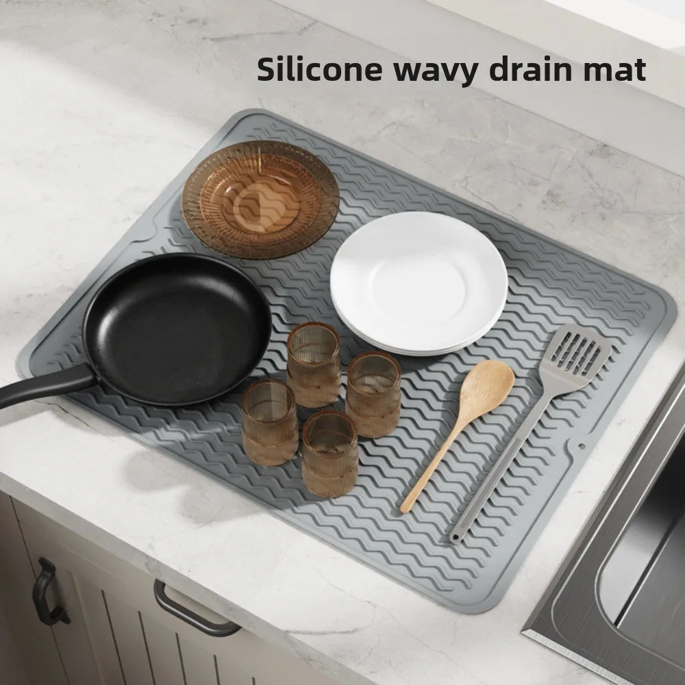 Non Slip Silicone Drying Mat for Kitchen Extra Large Heatproof Countertop Stove Protector Dish Drying Rack
