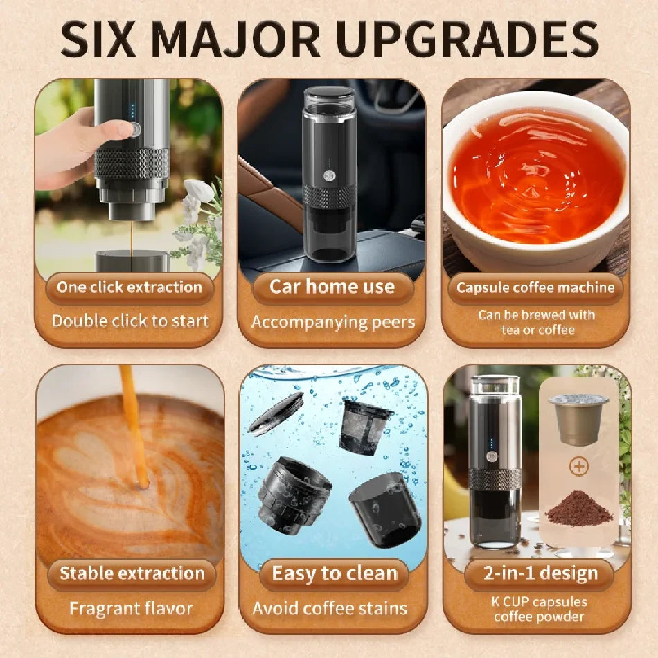 Electric Portable Coffee Machine Capsule Ground Coffee Brewer for Coffee Powder And Coffee Capsule - Coffee Maker