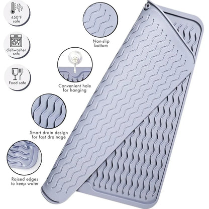 Non Slip Silicone Drying Mat for Kitchen Extra Large Heatproof Countertop Stove Protector Dish Drying Rack