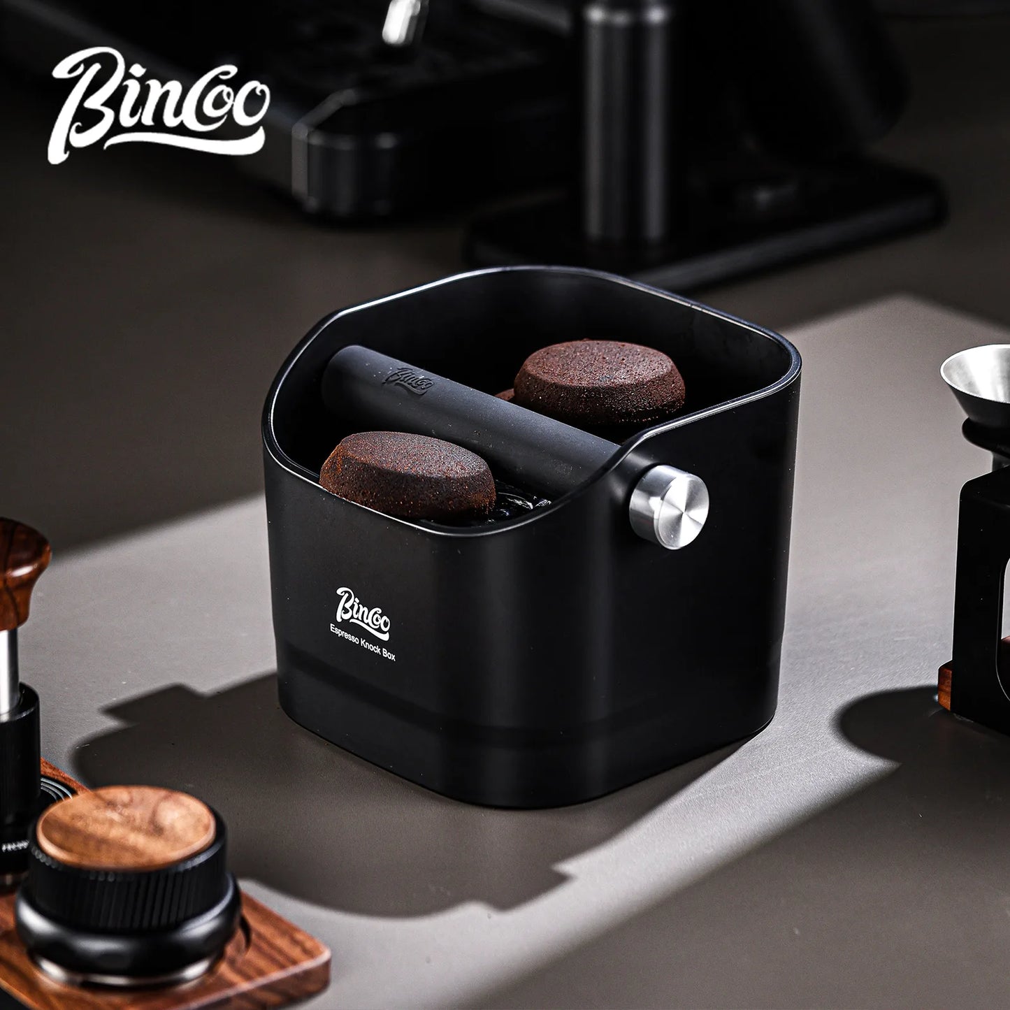 Bincoo 0.8L Coffee Knock Box Espresso Grounds Container Anti Slip Espresso Dump Bin Grind Beveled Barista Goods Cafe Accessories