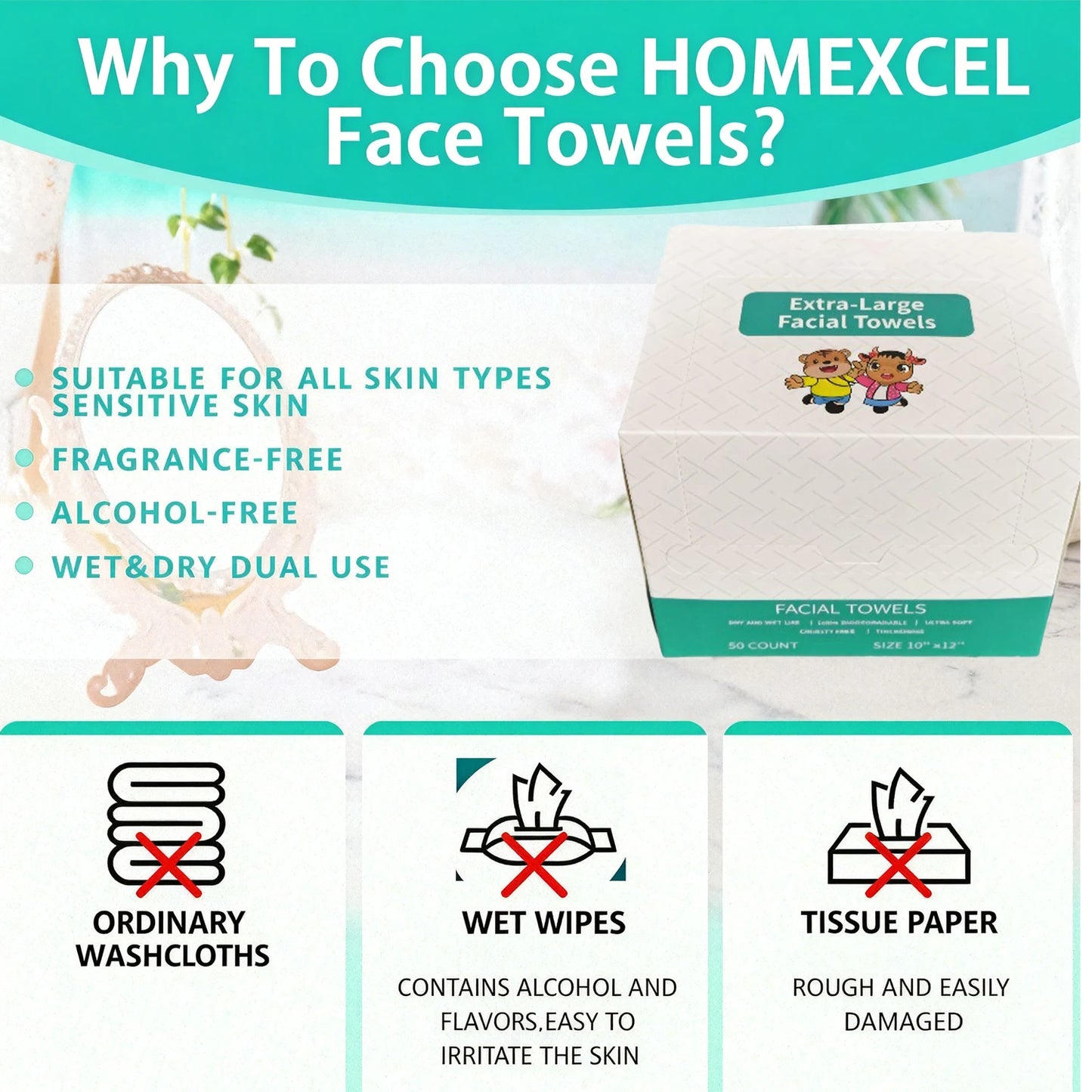 Face Clean Towel, Same product, Soft makeup remove pad, face clean towel, Unit size (25x30cm),（New  Packing）
