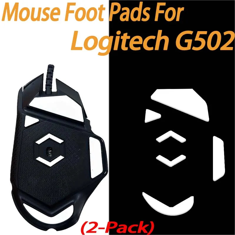 2pcs Teflon Foot Pads for Logitech G502 Hero Wired Mouse - E-Sports Gaming Mouse Accessories, Black, Mouse Pads for Desk