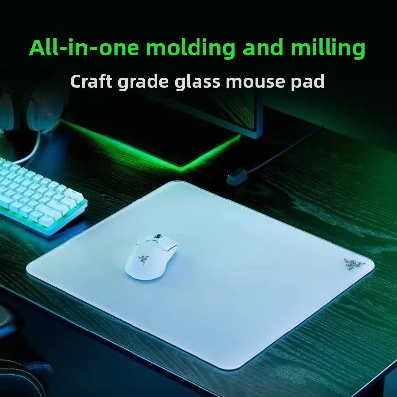 Razer Glass Mouse Pad ATLAS Emperor Butterfly Etching Coating Process Non Slip Silicone Bottom Large Size 40 * 45cm Game Mat