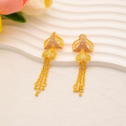 Liffly Nigerian Jewelery Sets Wedding Jewelry For Women Dubai 24K Gold Color Jewlery African Designer Earrings Bridal Necklace