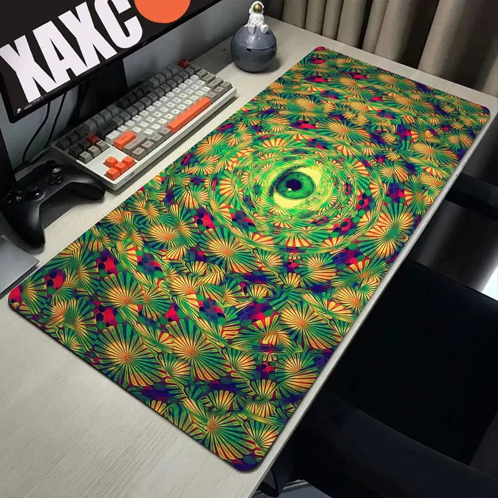 Trippy Psychedelic Weed Large Gaming Mouse Pad Computer Mousepad PC Gamer Mouse Mat Laptop Mouse Carpet Keyboard Mat Desk Pad