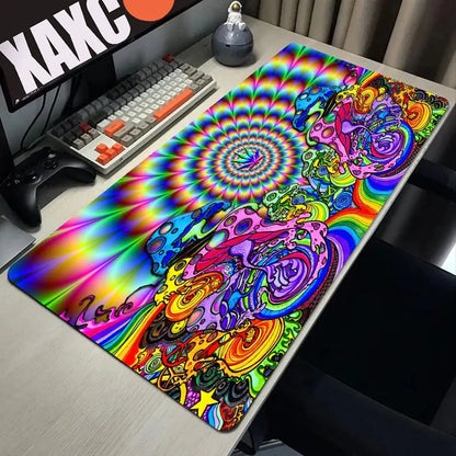 Trippy Psychedelic Weed Large Gaming Mouse Pad Computer Mousepad PC Gamer Mouse Mat Laptop Mouse Carpet Keyboard Mat Desk Pad