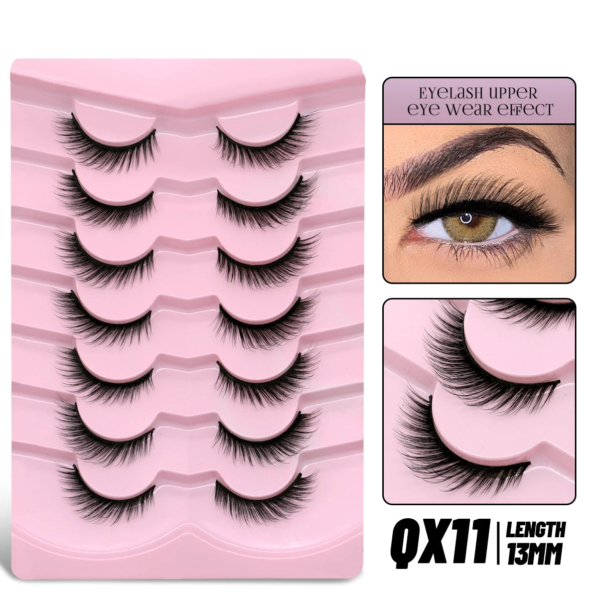 GROINNEYA Cat Eye Lashes Faux Mink Eyelashes Winged End Eye Elongated Eyelashes Fake Lashes Soft Natural long Full Strip Lashes