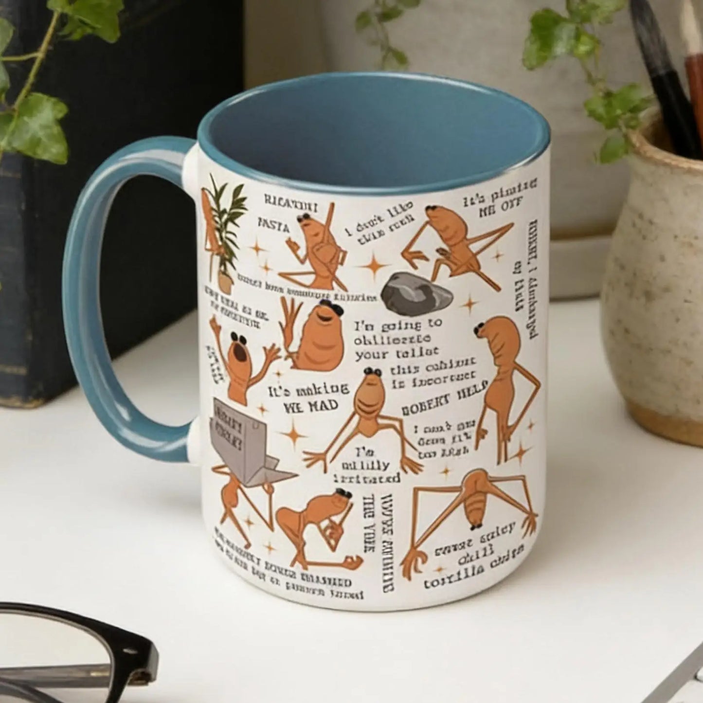 Marcus Worm Mug Fun and Weird Biological Coffee Cup Ceramic Coffee Mug Water Cup Novelty Coffee Coffee Milk Tea Water Cup