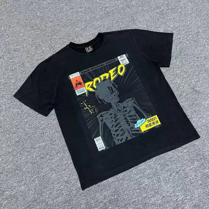 Mens Clothing vintage distressed washed T shirt men's and women's printed loose short sleeve T-shirt Ropa hombre