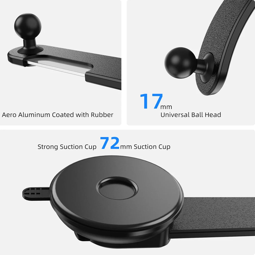 Accessories: Suction Cup Car Phone Bracket - 17mm Universal Ball, Telescopic Arm & Foldable