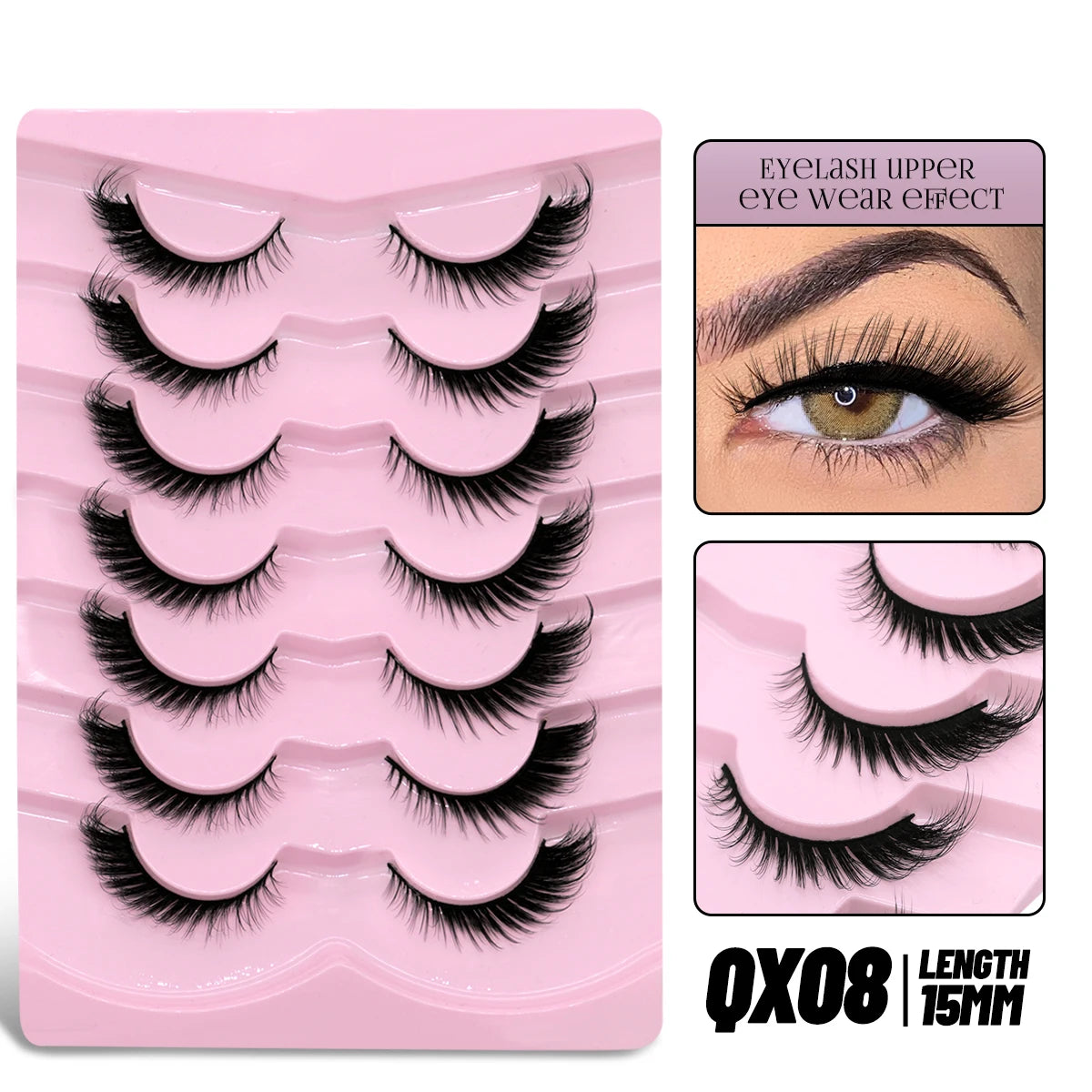 GROINNEYA Cat Eye Lashes Faux Mink Eyelashes Winged End Eye Elongated Eyelashes Fake Lashes Soft Natural long Full Strip Lashes
