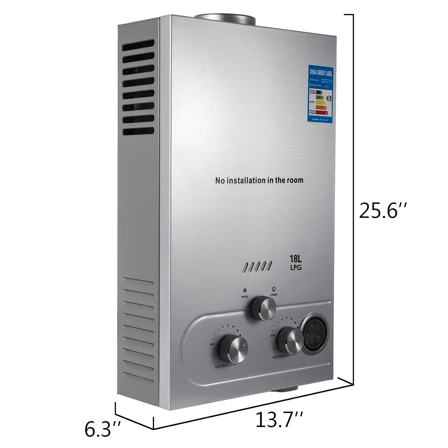 VEVOR 6L-18L Propane Gas Tankless Water Heater, Bathroom heating instant,Outdoors Water Heater Boiler Car Camping