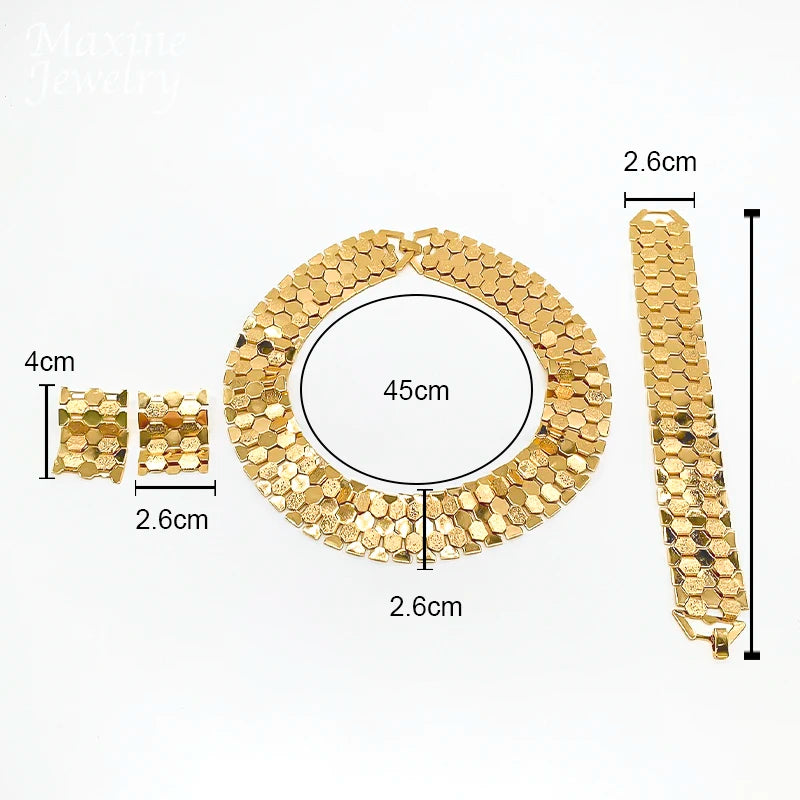 Italian Jewellery Set Vintage Necklace Earrings Bracelet Sets 18K Gold Plated Jewelry Set for Women Bridal Wedding Party Gifts