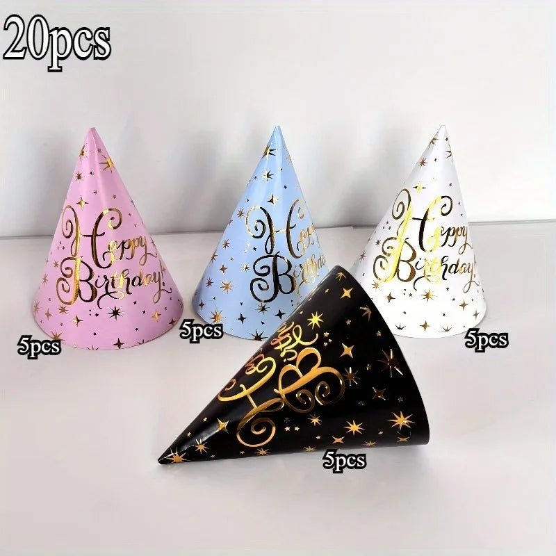 20 Decorative Party Hats - The Perfect Choice for Christmas, Birthdays, Weddings, Halloween and New Year Celebrations
