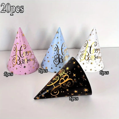 20 Decorative Party Hats - The Perfect Choice for Christmas, Birthdays, Weddings, Halloween and New Year Celebrations