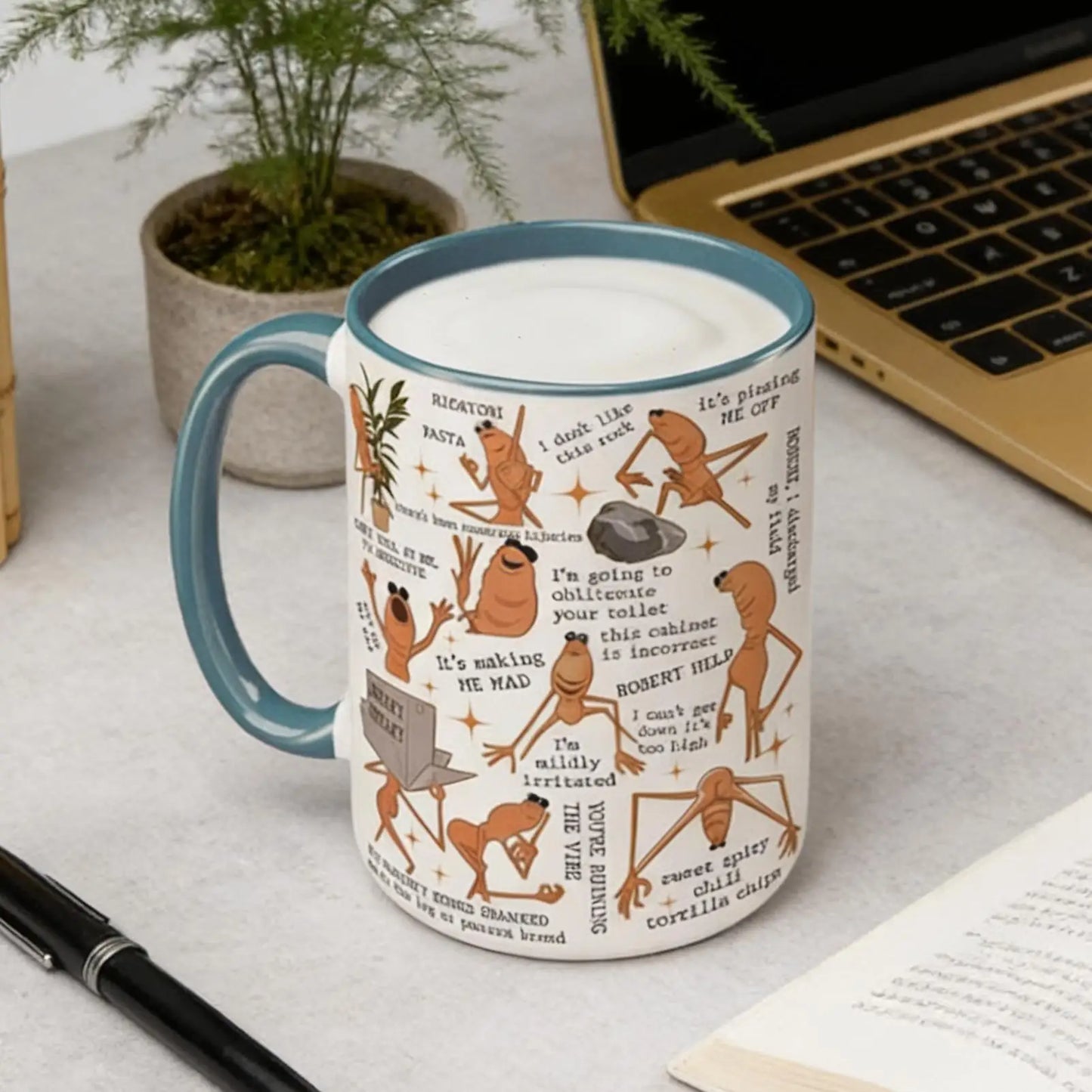 Marcus Worm Mug Fun and Weird Biological Coffee Cup Ceramic Coffee Mug Water Cup Novelty Coffee Coffee Milk Tea Water Cup