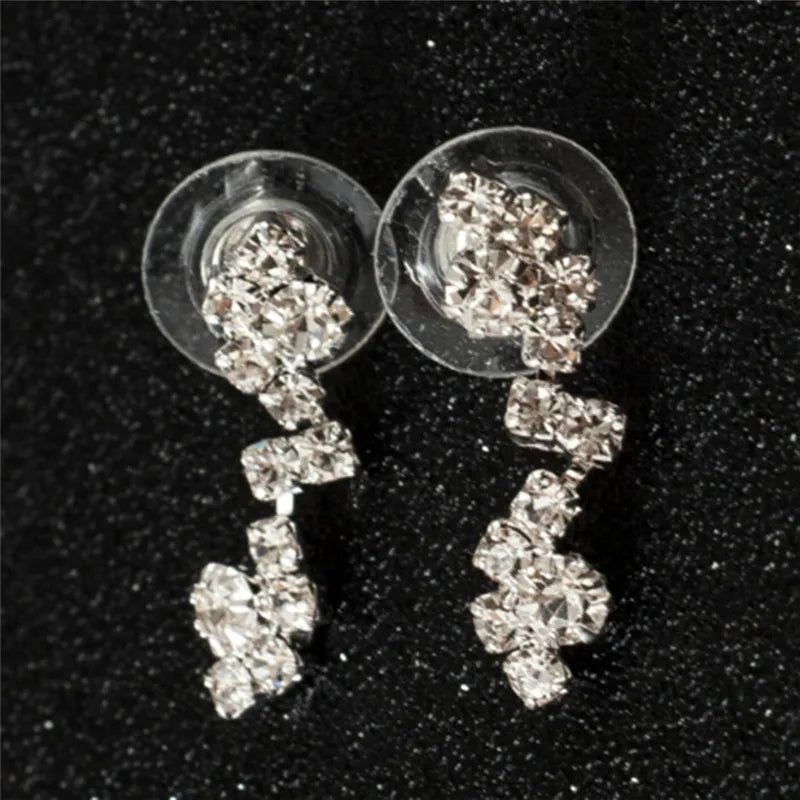 Wedding Bridal Jewelry Jewellery Silver Bridesmaid Crystal Necklace Earrings Set